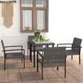 5-tlg. Garten-Essgruppe Poly Rattan Grau