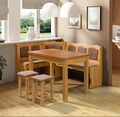 Eckbank Olea Set mit 2 Hocker und Tisch Essgruppe Stilvoll Esszimmer-Set Ecke