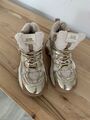 steve madden 38 KABOOM Winter Sneaker Schuhe Creme Gold Mit Fell 1x Getragen