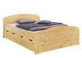 Funktionsbett kiefer massiv in Überlänge 140x220 Holzbett wählbares Zubehör 