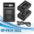 2X NP-FW50 Akku + LCD Dual Ladegerät Für Alpha 6000 6300 6400 6500 A7R Sony Set