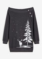 Neu Sweatshirt mit Weihnachtsmotiv Gr. 44/46 Dunkelgrau Damenshirt Pulli