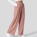 Hose Trousers elegante Hose rosa Polyester S-2XL Damen Hose weites Bein