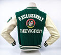 Chevignon Jacke Exclusively dunkelgrün / creme Gr. S Leder / Wolle Mix vintage