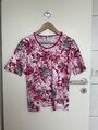 RABE Damen Shirt Gr. 40 Pink Gemustert Kurzarm 100% Baumwolle