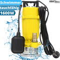 Schmutzwasserpumpe Tauchpumpe Schwimmer Gartenpumpe Pumpe Fäkalienpumpe 1600W