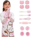 Hello Kitty Kinder Back-Set Schürze Handschuhe Schneebesen Muffinförmchen Pinsel