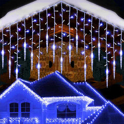 LED Lichterkette Eiszapfen Eisregen Deko Beleuchtung Weihnachten Innen Außen DE