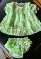 [B1] Duftiges, hellgrünes Baby Sommerkleid mit Höschen, Länge 35cm, neuwertig