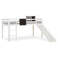 Hochbett 90x200 mit Rutsche Kinder Bett Holz Massiv Weiß Stockbett Homestyle4u