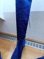 Blaue Overknee Stiefel mit Glitzer