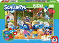 100 Teile Schmidt Spiele Kinder Puzzle Die Schlümpfe Party + 2 Figuren 56523