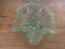 Vintage Glasschale grün für Obst, Gebäck Durchmesser: 20 cm