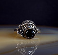 Ring Silber 925 Indianer schwarz Onyx Feder Ring Sterlingsilber 17,5 mm USA 