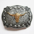 Western Belt Buckle Skull Bull Longhorn Buffalo Cowboy Belt Buckle *524