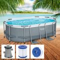 Bestway Power Steel 305x200x84cm Pool Filterpumpe und Zubehör Gartenpool 5614A