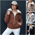 Damen Steppjacke Jacke mit Kapuze für Winter Winterjacke Halblang DSTREET S-XL