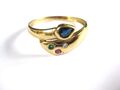 Ring Gold 585 mit Edelsteinen und Brillant, 2,15 g