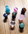 Mini Ohr Plugs SET 8 mm Größe echte Steine Glas Tigerauge Tunnel Piercing RAR