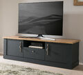 TV-Lowboard Fernseher TV Unterschrank Eiche grau mit Soft-Close Landhaus Ribera