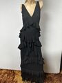 Langes Schwarzes Kleid Mit Volant Neu Gr.42 H&M