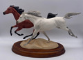 Araber Pferde FRANKLIN MINT Racing the Wind Pamela du Boulay Porzellan Figur RAR