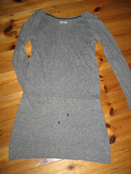 H&M LOGG Strick-Pullover Gr.S Angora Pulli grau Bindeband Rundhals Langarm 36