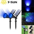 LED Blau Solarstrahler Solarleuchte Solarlampe Gartenstrahler Spot Light Aussen