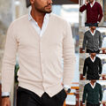 Strickjacke Mit Knöpfen Einfarbiges Hemd Herren-Cardigan Strickpullover V- ▽