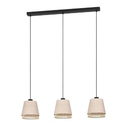 EGLO Pendel Hänge Leuchte Lampe TABLEY Stahl Holz Textil Natur Braun 19x89x110cm