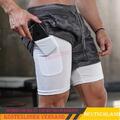 Herren Sport Shorts Laufshorts 2 in 1 Kurze Running Sporthose Fitness Training