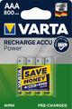 4 x Varta Recharge Accu Power 56703 800mAh AAA Micro HR03 1,2V Akku im Blister