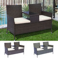 Polyrattan Gartenbank mit Tisch Gartensofa Sitzbank 2-Sitzer