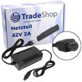 Trade-Shop Netzteil Ladegerät Ladekabel 42V 2A 3pin Inline Stecker für 36V Akkus