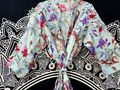 Damen Lang Blumenmuster Kimonos Kleid Weich Sexy Baumwolle Vogel Bedruckt Aus UK