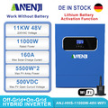 11000W Solar Inverter Hybrid-Off-Grid 2*MPPT 160A  48V 220/230Vac 500V with WIFI