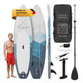 SUP Board aufblasbar Stand Up Paddle Board Set Surfboard 305cm bis 95kg grauweiß