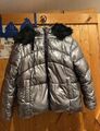 Winterjacke | Wendejacke | mit Kapuze | schwarz | silber | Größe XL 