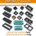 IC Sockel DIP DIL 6 8 14 16 18 20 24 28 32 40 polig pin Fassungen Halter Socket