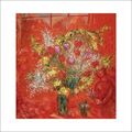 Marc CHAGALL - Fleurs sur fond rouge 70x70 Kunstdruck Poster Plakat Bild NEU