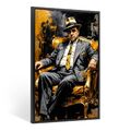 ✅ WANDBILD AL CAPONE MAFIA - LEINWAND BILD MIT RAHMEN, GOLD KUNST DEKO HAUS