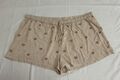 Gestreifte Shorts mit Teddy-Muster in Beige und Braun