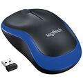 Logitech M185 Maus Scroll Rad kabellos schwarz blau USB