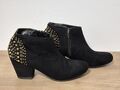 Stiefeletten Forever21 / Gr. 36 schwarz mit Nieten Gold Schuhe Stiefel