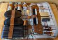 Herren Reise Pflege Kit Set Rasieren Rasiermesser braun Ledertasche Vintage