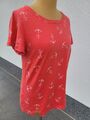 schönes maritimes Shirt aus Jersey in Rot--Handmade--Gr. 42/44--wenig getragen