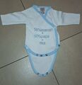 Baby Body Wickelbody Gr. 56 Jungen Weiß Blau