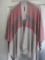 Comma Poncho, Stola,  One Size Beige Braun Rose mit Fransen