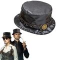 STEAMPUNK ZYLINDER schwarz Rocker Gothic Fantasy Retrolook Kostüm Party #75716