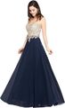 Damen Kleid Elegante Abendkleid  Abschlussball Hochzeitskleid Navy Blau